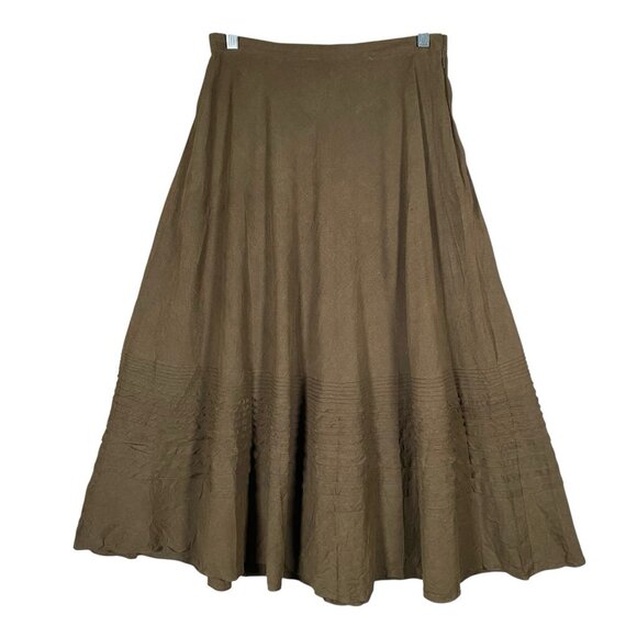 Jones New York Silk Linen Skirt Sz 6 Midi Maxi Brown A-Line Flared Boho Western - Picture 1 of 12